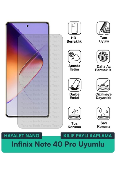 Milat Tech حافظة Infinix Note 40 Pro Hayalet Nano متوافقة مع طبقة حماية الشاش...