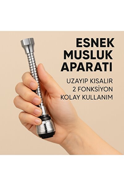 obrigado Premium Esnek & 2 Modlu Musluk Başlığı –Hortumlu Spiral, Su Tasarruflu & 360° Döner (Mutfak & Banyo)