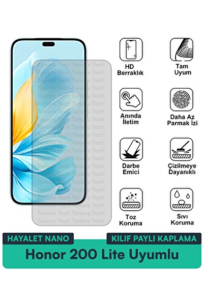 Milat Tech حافظة Honor 200 Lite Hayalet Nano متوافقة مع طبقة حماية الشاشة مقا...
