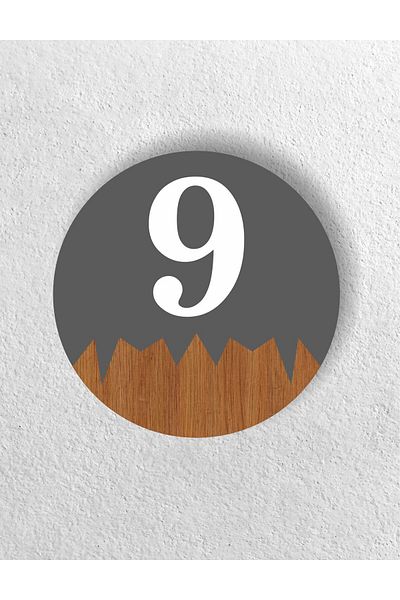 zafrakreklam Round Metal Composite - Wooden Apartment Site -Apartment Hotel Office Door Number - Door No: 9 Nine
