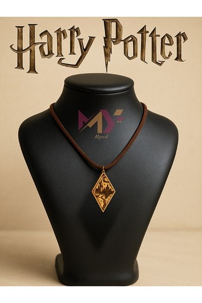 Myend Harry Potter World Printed Quadrilateral Shaped Wooden Necklace