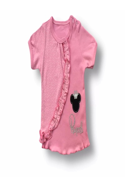 The LOG INVEST Princess Crowned Mickey Embroidered Shorts T-Shirt 3-Piece Baby Girl Set Pink