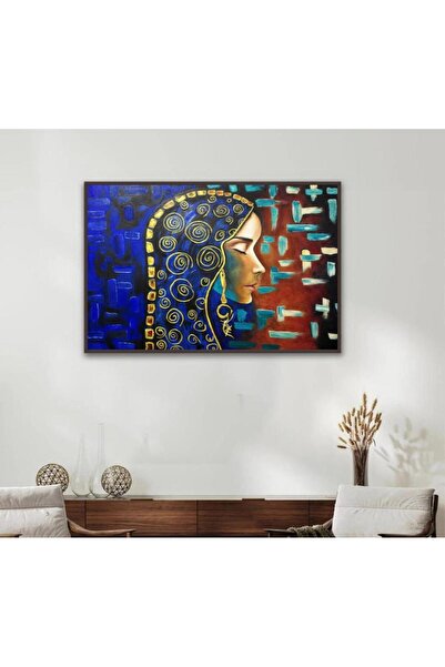 SND لوحة جدارية قماشية كانفس بتصميم امرأة، اطار بني 50×70 سم