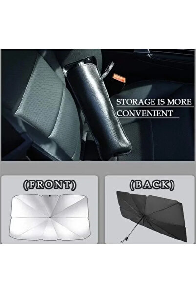 Denx 0% Penetration Foldable Car Windshield Sunshade for All Vehicles with Leather Bag