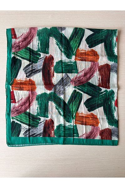 Modakaşmir Brush Pattern Bamboo Scarf (Green Tones)