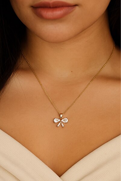 RARİ AKSESUAR قلادة من الفولاذ المقاوم للصدأ على شكل سلسلة باجيت Sf مع فيونكة...