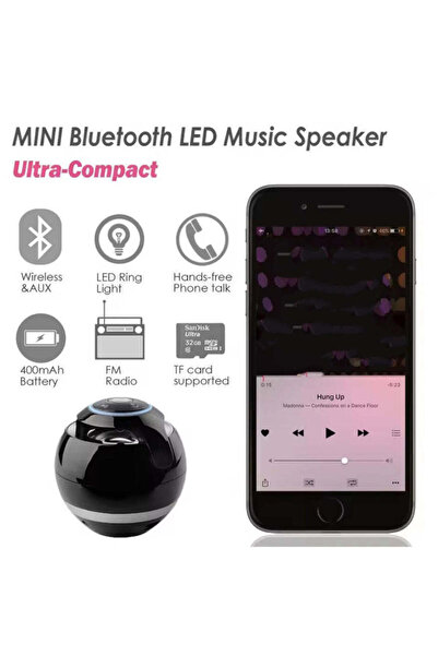 Generic مكبر صوت بلوتوث محمول متعدد الوظائف على شكل كرة، أسود