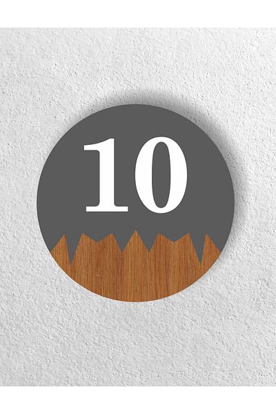 zafrakreklam Round Metal Composite - Wooden Apartment Site -Apartment Hotel Office Door Number - Door No: 10 on