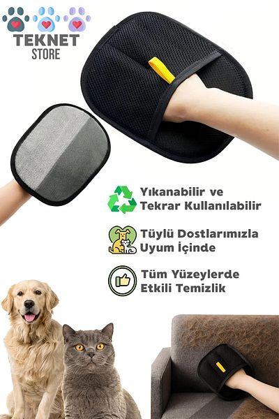 TEKNETSTORE Pet Hair Collection Glove & Cat Dog Silicone Massage Comb Set of 2