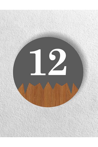 zafrakreklam Round Metal Composite - Wooden Apartment Site -Apartment Hotel Office Door Number - Door No: 12 Twelve