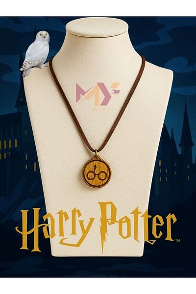 Myend Harry Potter Glasses Pattern Printed Wooden Necklace