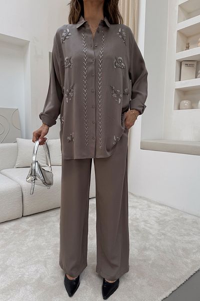 MİA NOURA Cămașă DEMİN TANSEL BRODATĂ PENTRU FEMEI PE FAȚĂ ȘI MÂNĂ