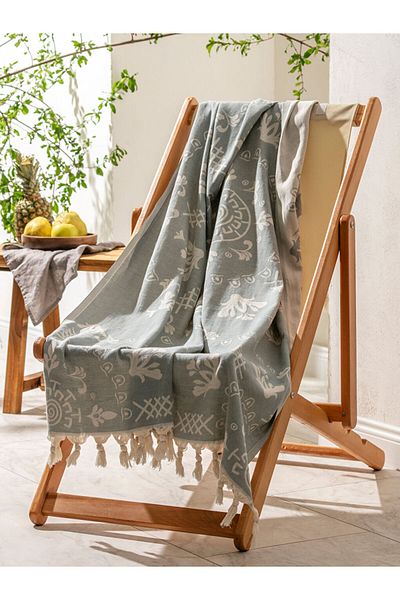 LC Waikiki Quality Parts from Celebi Store |   Ecru Tasseled Women's Peshtemal Beach Towel 90X160 cm