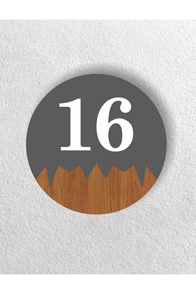 zafrakreklam Round Metal Composite - Wooden Apartment Site -Apartment Hotel Office Door Number - Door No: 16 Sixteen