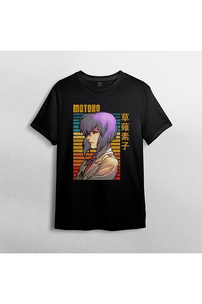 Pixxa Ghost in the Shell Motoko Kusanagi Unisex 100% Cotton Crew Neck T-Shirt Model 1