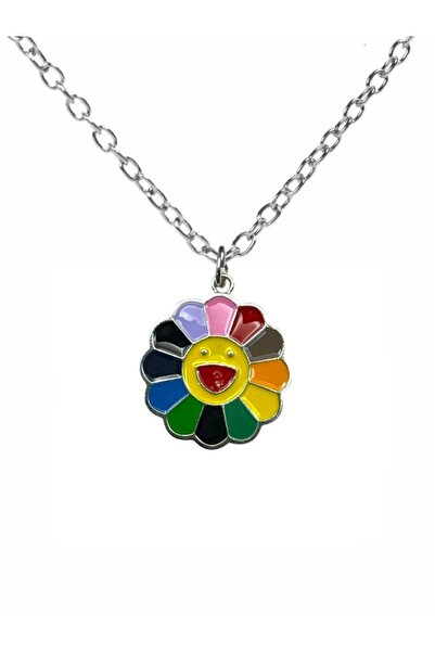 Herşey Nota Rainbow Daisy Figured Chain Necklace – 60 cm Colorful and Elegant...