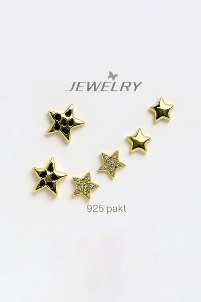MakeWell Gold and Silver Colors 3-Piece Earring Set with 925S Sterling Silver Needle Star Design