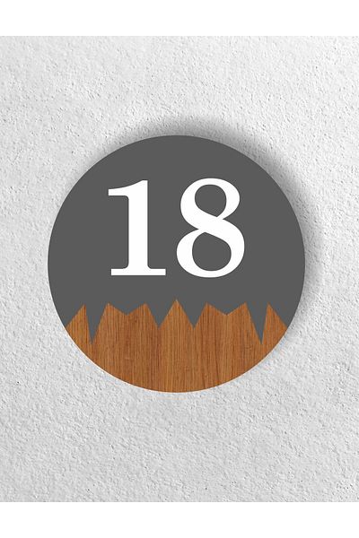 zafrakreklam Round Metal Composite - Wooden Apartment Site -Apartment Hotel Office Door Number - Door No: 18 Eighteen