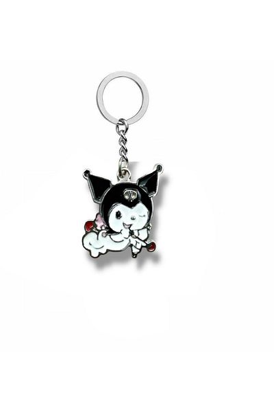 Herşey Nota Anime Kuromi Eros Figured Keychain – Cute Winged and Hearted Gothic Accessory
