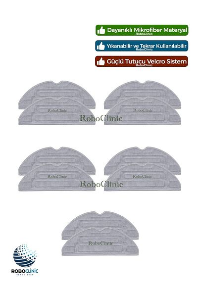 Roboclinic Oborock S8 Sonic Mopping Robot Vacuum Cleaner Compatible Replacement 10Pcs Mop Microfiber Cloth Mop