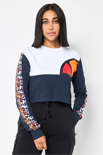 Ellesse Women Sportswear Fit Brand Logo Outdoor Crop Sweatshirt, Multicolor