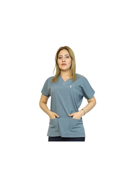 nutrix Lake Green Single Top Women's Mold Soft Lycra Bat Sleeve Nurse-Doctor Uniform Suit Scrubs