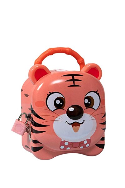 Skygo Metal Piggy Bank with Tiger Lock Yavruağzi 13 cm