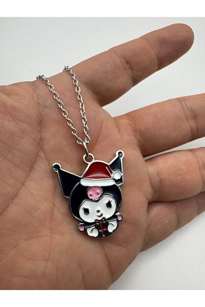 Herşey Nota Kuromi Figured Black Necklace – Cute Anime Jewelry with 60cm Chain in Gothic Style