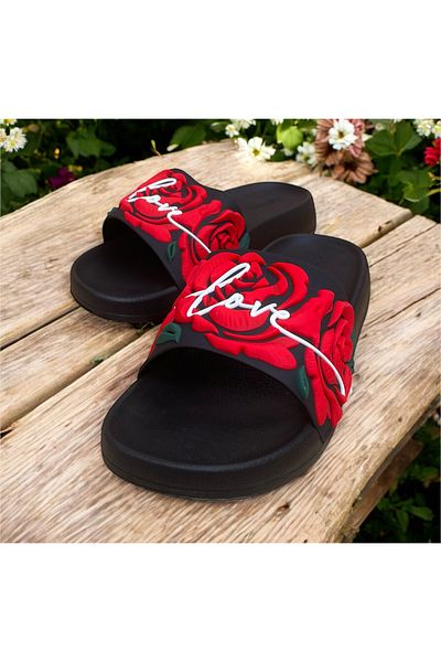 GEZER Rose Embossed Non-Slip Sole Slippers. Pool Sea Bathroom Balcony Terrace Home and Street Slippers