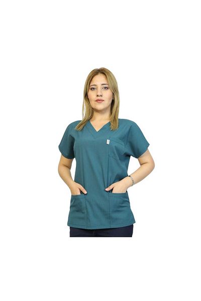 nutrix Petrol Green Single Top Women's Fit Soft Lycra Bat Sleeve Nurse-Doctor Uniform Suit Scrubs