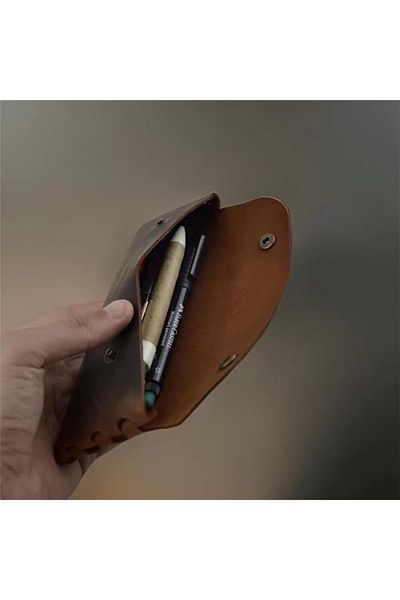 Mu Art Ahşap Messcollection Leather Pen Holder, Handmade Pen Holder Genuine Leather, Leather Small Pen Case – Business, Office