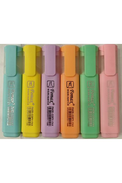 ada çanta kırtasiye Set of 6 Highlighters Pastel Colors Ad90334