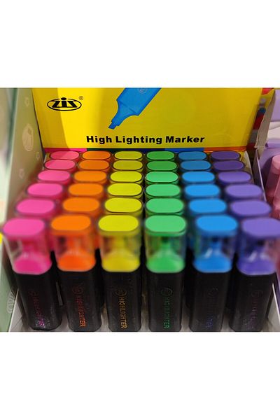 ada çanta kırtasiye Set of 6 Highlighter Pens Transparent Cover Ad90333