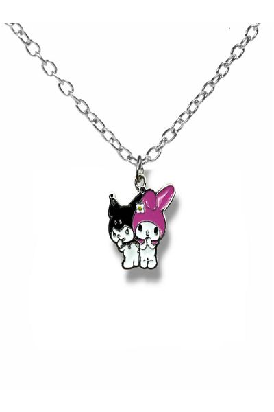 Herşey Nota Fantasy Magic Kuromi & My Melody Figured Necklace – Magical Cute Jewelry with 60 cm Chain