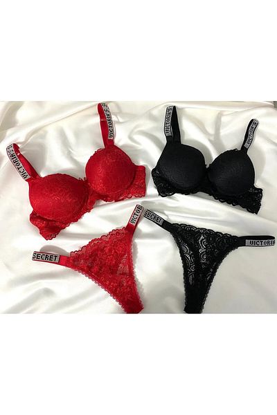 Beyaz Gelincik Underwear Γυναικείο σετ εσώρουχα με δαντέλα με πέτρα με επένδυση Push Up Σετ εσώρουχα Διπλό πακέτο Πλεονέκτημα