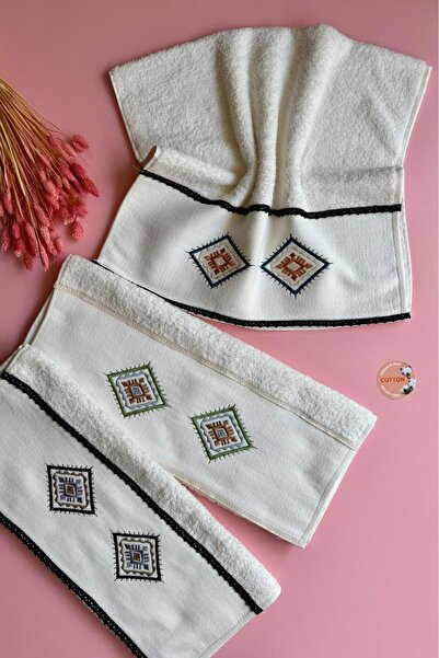 Narma Home Nimba Gray. |   3-Piece Embroidered Hand Towels – 100% Cotton, Stylish, Ethnic Design Towel Set (50X90 cm)