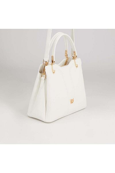 Levidor White Elegant Women's Handbag with Stitching Detail