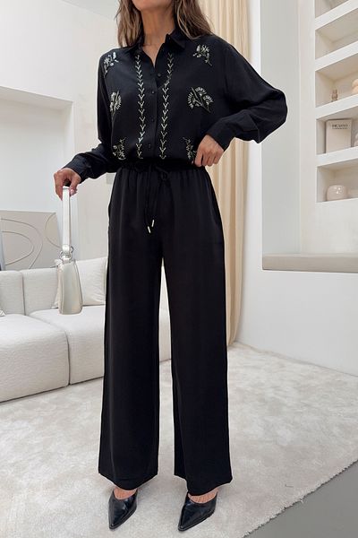 MİA NOURA Women's Tansel Fabric Lightweight Soft Fabric Pants