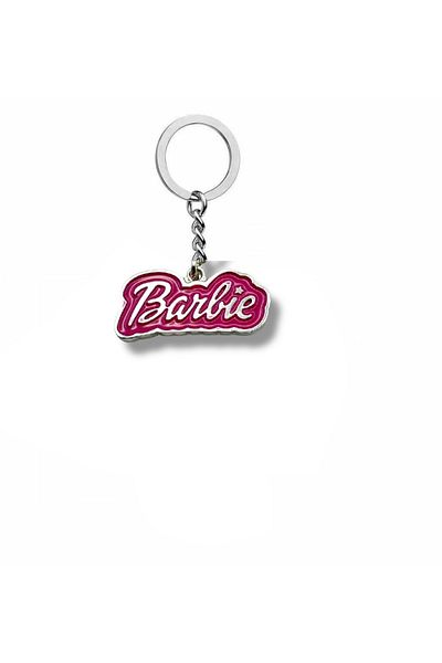 Herşey Nota Pink Barbie Logo Figured Keychain with Silver Writing – Stylish and Cute Accessory