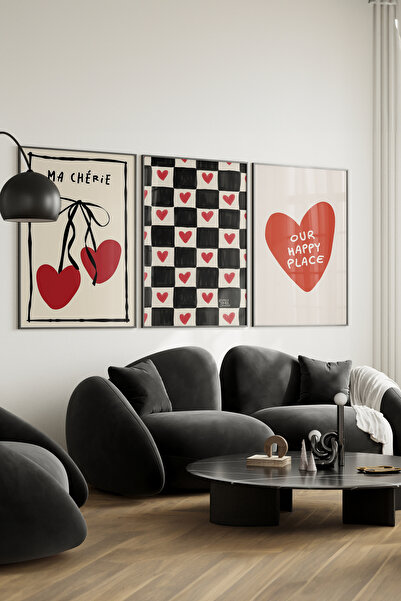 Home 3'lü Happy Valentines Day Poster Seti, Genç Odası Dekoru, Salon Dekoru, ...