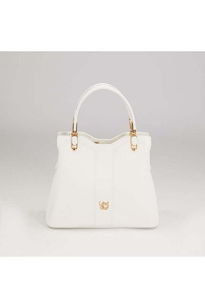 Levidor White Elegant Women's Handbag with Stitching Detail