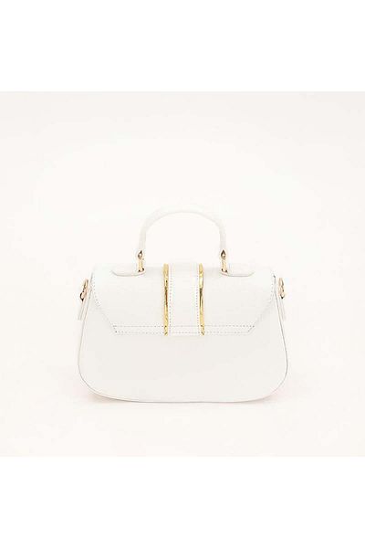 Levidor White Crocodile Patterned Patent Leather Handbag