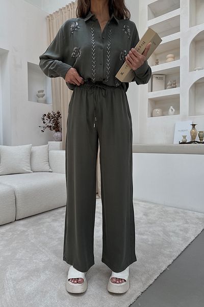 MİA NOURA Women's Tansel Fabric Lightweight Soft Fabric Pants