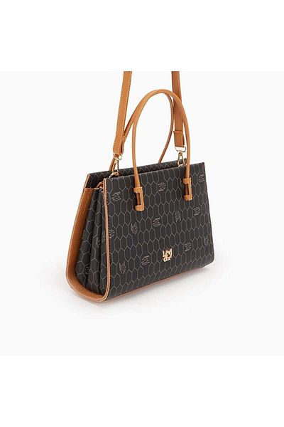 Levidor Black Honeycomb Printed Three-Eye Women's Handbag