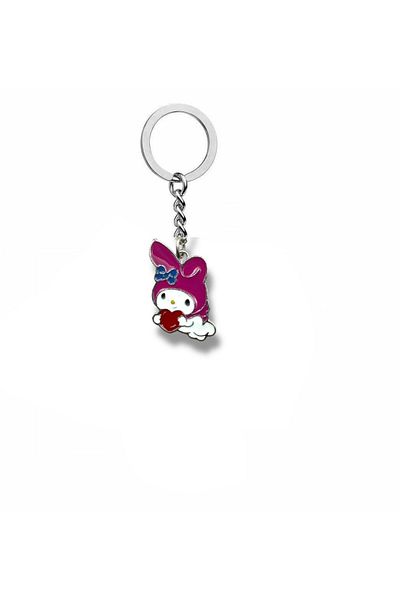 Herşey Nota Fantasy Magic My Melody Heart Carrying Figure Keychain – Cute Pink Character Accessory
