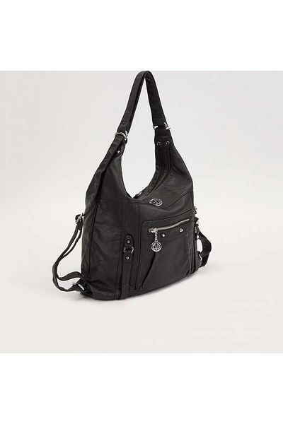 Levidor Black Large Size Women's Leather Shoulder Bag
