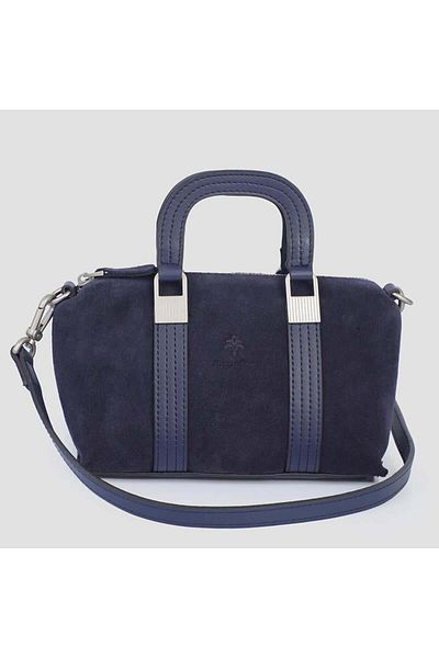 Jacquline Navy Blue Haleis Genuine Nubuck Leather Women's Handbag