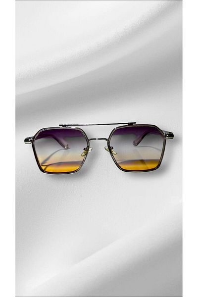 MİSE Hexagon Frame Unisex Silver Color Sunglasses Gray Frame Color Glass