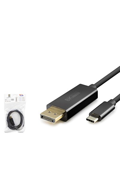 HADRON HDX7858 Type-C to DisplayPort Görüntü Kablosu 4K 144 Hz 1.8 m Siyah
