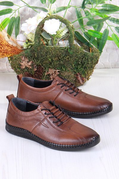 Mehmet Mete 425000 Soft Flexible Comfortable Rubber Laced Genuine Leather Men's Shoes